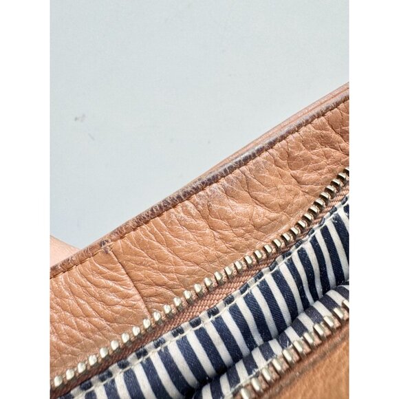 DANIER Brown Leather North South Zipper Crossbody Purse - Picture 11 of 15